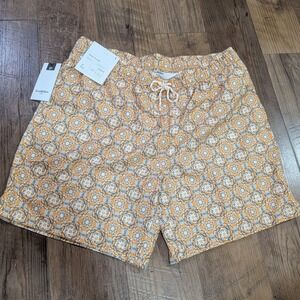 Goodfellow & Co Swim Trunks Mens Large Gold NWT 7" Inseam Medallion Print